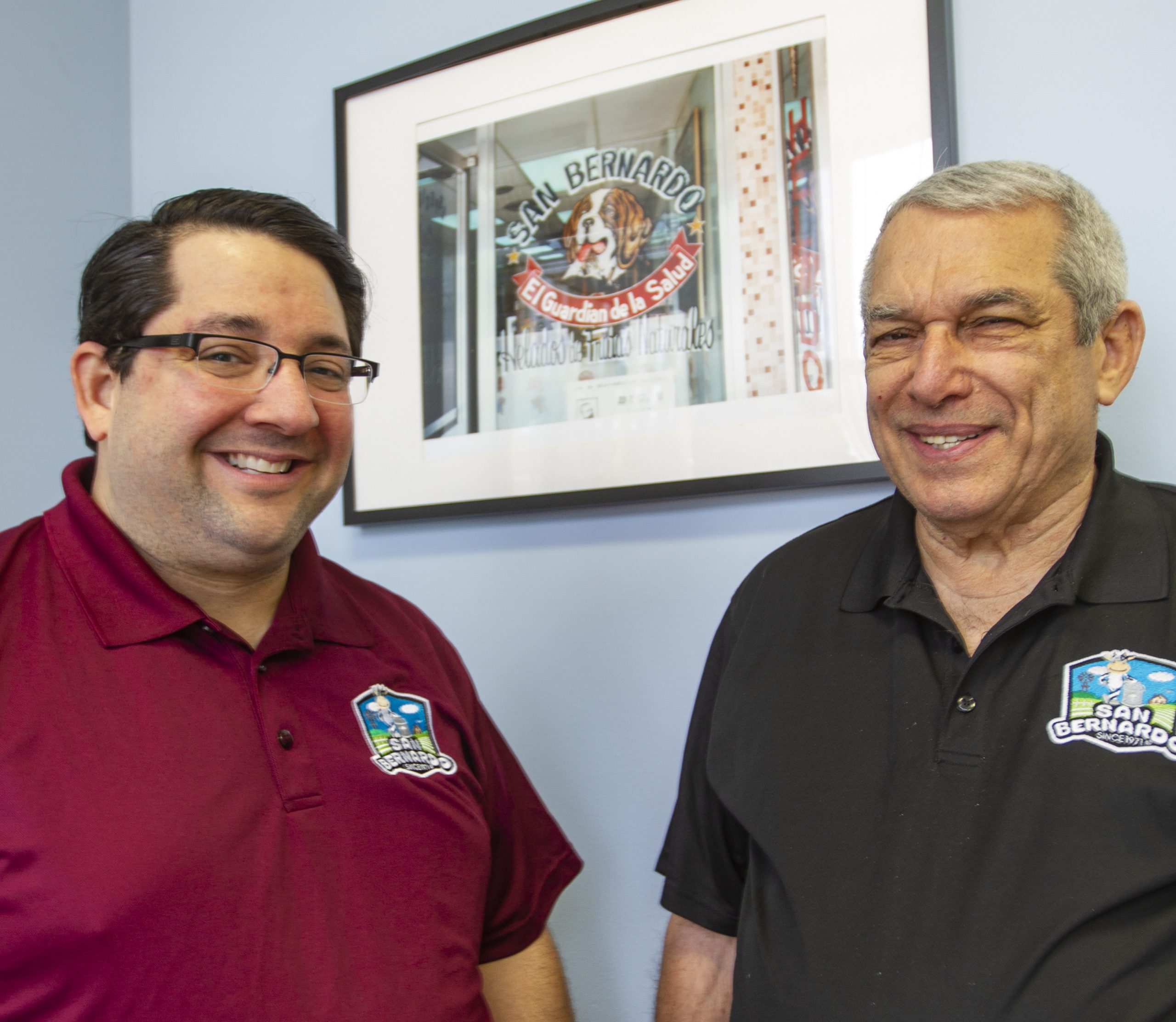 Jonathan Tammara and Bob Tammara of San Bernardo Ice Cream company smiling together.